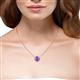 4 - Catriona Round Amethyst and Diamond Halo Slider Pendant Necklace 