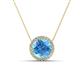 1 - Catriona Round Blue Topaz and Diamond Halo Slider Pendant Necklace 