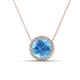 1 - Catriona Round Blue Topaz and Diamond Halo Slider Pendant Necklace 