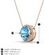 3 - Catriona Round Blue Topaz and Diamond Halo Slider Pendant Necklace 