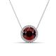 1 - Catriona Round Red Garnet and Diamond Halo Slider Pendant Necklace 