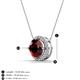 3 - Catriona Round Red Garnet and Diamond Halo Slider Pendant Necklace 