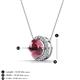 3 - Catriona Round Rhodolite Garnet and Diamond Halo Slider Pendant Necklace 