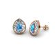 1 - Viola Iris Pear Cut Blue Topaz and Baguette Diamond Milgrain Halo Stud Earrings 
