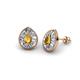 1 - Viola Iris Pear Cut Citrine and Baguette Diamond Milgrain Halo Stud Earrings 