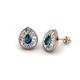 1 - Viola Iris Pear Cut London Blue Topaz and Baguette Diamond Milgrain Halo Stud Earrings 