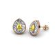 1 - Viola Iris Pear Cut Yellow Sapphire and Baguette Diamond Milgrain Halo Stud Earrings 