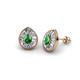 1 - Viola Iris Pear Cut Green Garnet and Baguette Diamond Milgrain Halo Stud Earrings 