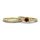 1 - Freya 5.00 mm Red Garnet and Diamond Butterfly Bridal Set Ring 