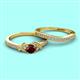 2 - Freya 5.00 mm Red Garnet and Diamond Butterfly Bridal Set Ring 