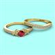 2 - Freya 5.00 mm Ruby and Diamond Butterfly Bridal Set Ring 