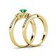 4 - Freya 5.00 mm Emerald and Diamond Butterfly Bridal Set Ring 