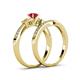 4 - Freya 5.00 mm Ruby and Diamond Butterfly Bridal Set Ring 