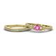 1 - Freya 5.00 mm Lab Created Pink Sapphire and Diamond Butterfly Bridal Set Ring 