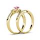 4 - Freya 5.00 mm Lab Created Pink Sapphire and Diamond Butterfly Bridal Set Ring 