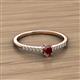 2 - Penelope Classic 6x4 mm Oval Cut Red Garnet and Round Diamond Engagement Ring 