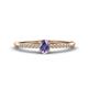 1 - Penelope Classic 6x4 mm Oval Cut Iolite and Round Diamond Engagement Ring 