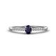1 - Penelope Classic 6x4 mm Oval Cut Blue Sapphire and Round Diamond Engagement Ring 