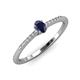 3 - Penelope Classic 6x4 mm Oval Cut Blue Sapphire and Round Diamond Engagement Ring 