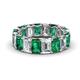 1 - Victoria 6x4 mm Emerald Cut Emerald and Diamond Eternity Band 