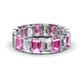 1 - Victoria 6x4 mm Emerald Cut Pink Sapphire and Lab Grown Diamond Eternity Band 