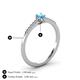 4 - Penelope Classic 6x4 mm Oval Cut Blue Topaz and Round Diamond Engagement Ring 