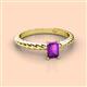 2 - Leona Bold 7x5 mm Emerald Cut Amethyst Solitaire Rope Engagement Ring 
