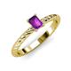 3 - Leona Bold 7x5 mm Emerald Cut Amethyst Solitaire Rope Engagement Ring 