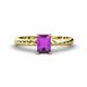 1 - Leona Bold 8x6 mm Emerald Cut Amethyst Solitaire Rope Engagement Ring 