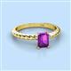 2 - Leona Bold 8x6 mm Emerald Cut Amethyst Solitaire Rope Engagement Ring 