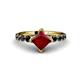 1 - Alicia 5.50 mm Princess Cut Red Garnet and Black Diamond Engagement Ring 