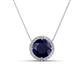 1 - Catriona Round Lab Created Blue Sapphire and Diamond Halo Slider Pendant Necklace 