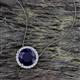 2 - Catriona Round Lab Created Blue Sapphire and Diamond Halo Slider Pendant Necklace 