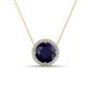 1 - Catriona Round Lab Created Blue Sapphire and Diamond Halo Slider Pendant Necklace 