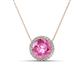 1 - Catriona Round Lab Created Pink Sapphire and Diamond Halo Slider Pendant Necklace 