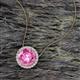 2 - Catriona Round Lab Created Pink Sapphire and Diamond Halo Slider Pendant Necklace 