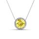 1 - Catriona Round Lab Created Yellow Sapphire and Diamond Halo Slider Pendant Necklace 
