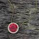 2 - Catriona Round Lab Created Ruby and Diamond Halo Slider Pendant Necklace 