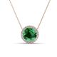 1 - Catriona Round Lab Created Emerald and Diamond Halo Slider Pendant Necklace 