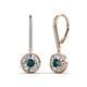 1 - Lillac Iris Round London Blue Topaz and Baguette Diamond Halo Dangling Earrings 