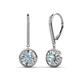 1 - Lillac Iris Round Aquamarine and Baguette Diamond Halo Dangling Earrings 
