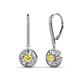 1 - Lillac Iris Round Yellow Sapphire and Baguette Diamond Halo Dangling Earrings 