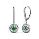 1 - Lillac Iris Round Green Garnet and Baguette Diamond Halo Dangling Earrings 