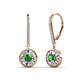 1 - Lillac Iris Round Green Garnet and Baguette Diamond Halo Dangling Earrings 
