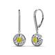 1 - Lillac Iris Round Yellow Diamond and Baguette White Diamond Halo Dangling Earrings 