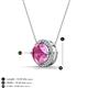 3 - Catriona Round Lab Created Pink Sapphire and Diamond Halo Slider Pendant Necklace 