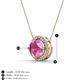 3 - Catriona Round Lab Created Pink Sapphire and Diamond Halo Slider Pendant Necklace 