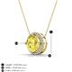 3 - Catriona Round Lab Created Yellow Sapphire and Diamond Halo Slider Pendant Necklace 