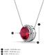 3 - Catriona Round Lab Created Ruby and Diamond Halo Slider Pendant Necklace 