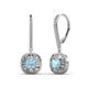 1 - Blossom Iris Princess Cut Aquamarine and Baguette Diamond Halo Dangling Earrings 
